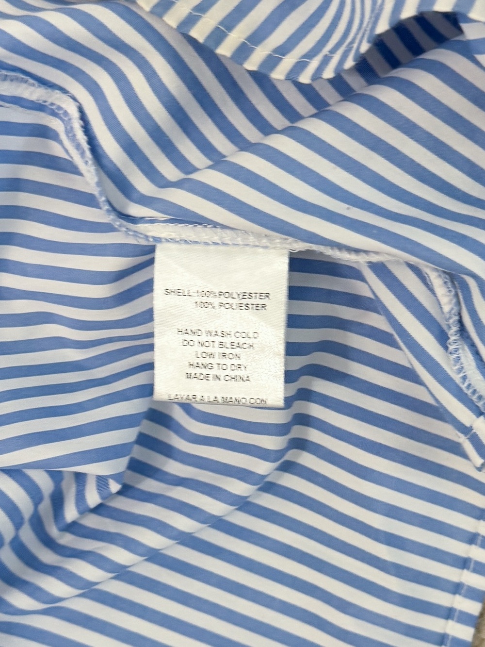 Karlie Blue Striped Ruffle Puff-Sleeve Button Up Blouse size Small - Picture 6 of 8